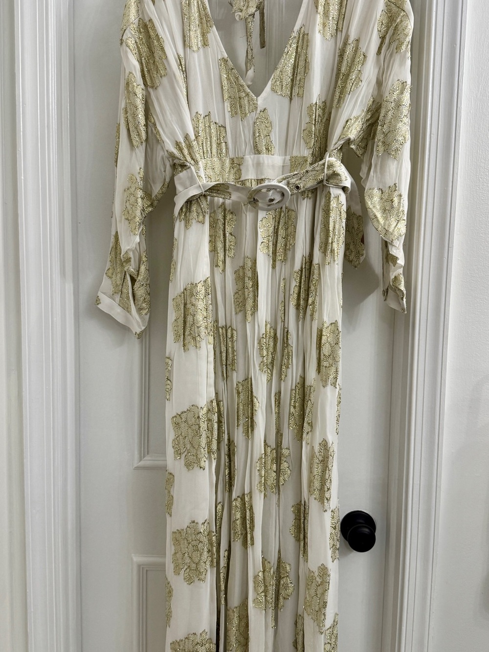 ASOS Cream Maxi Dress with Gold Floral Foil Print